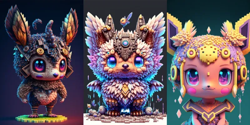 3D Pixel Anthropomorphic Fantastic Characters Midjourney Prompt ...
