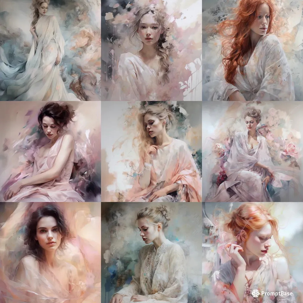 Light Dreamy Watercolor Portraits Midjourney Prompt | PromptBase