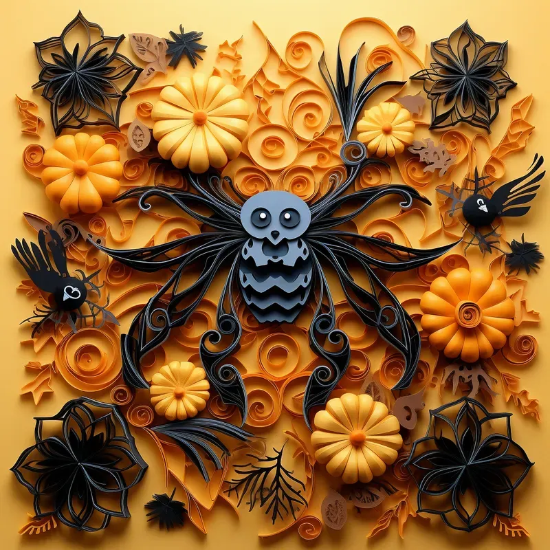 Halloween Paper Quilling Art Midjourney Prompt | PromptBase