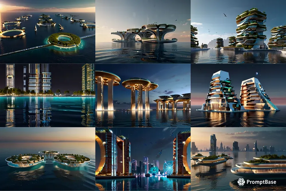 Aquaria Sustainable Floating Cities Of Th Leonardo Ai Prompt Promptbase