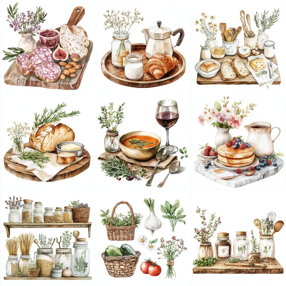 Watercolor Rustic Style Food Cliparts Midjourney Prompt | PromptBase