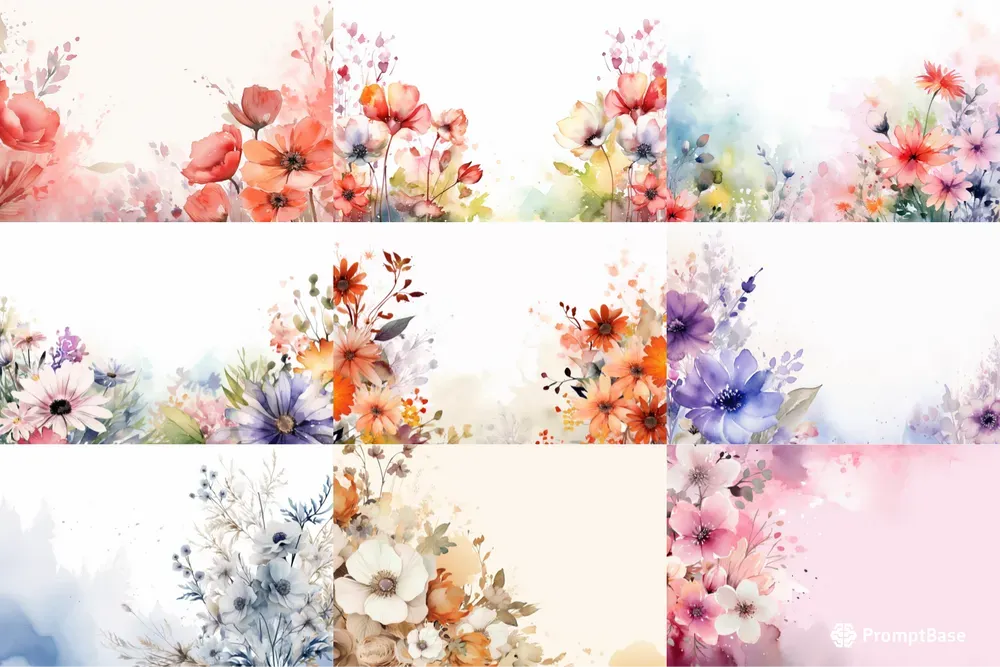 Pretty Watercolor Floral Wedding Cards Midjourney Prompt | PromptBase
