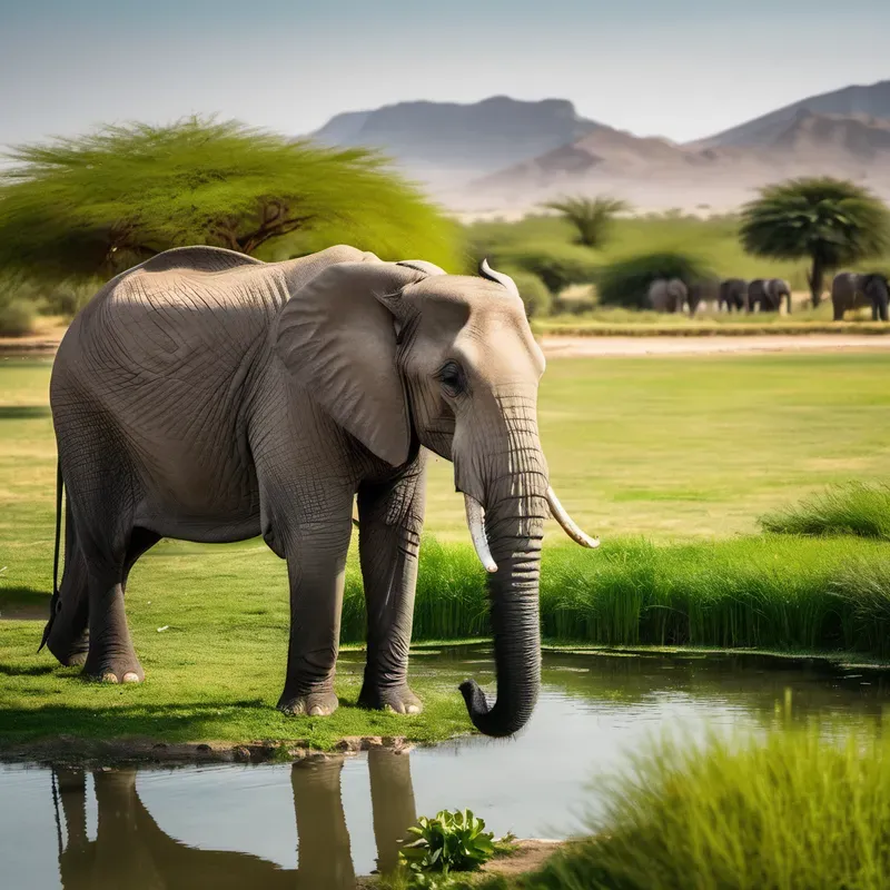 Animals Drinking From The Ponds Stable Diffusion Prompt | PromptBase
