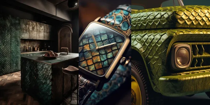 Reptile Skin Objects Midjourney Prompt | PromptBase