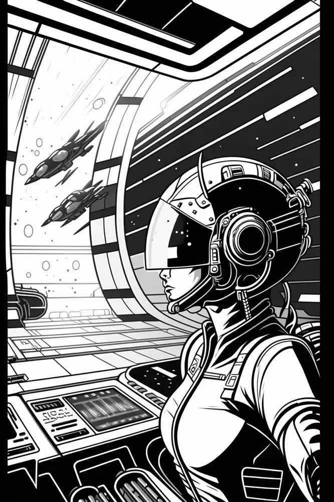 Sci-fi Coloring Pages Midjourney Prompt | PromptBase