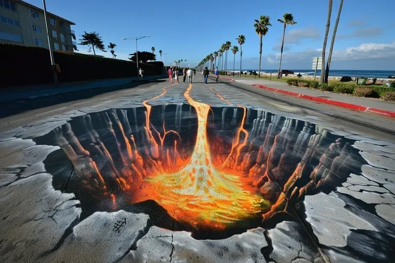 Genial Optical Illusion 3D Street Art Midjourney Prompt | PromptBase