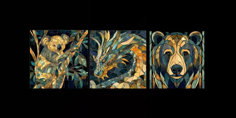 Animals In Stained Glass Art Midjourney Prompt | PromptBase