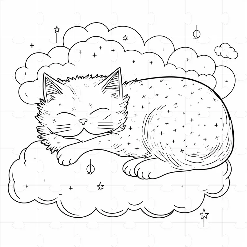 Coloring Cozy Animals Sleeping On Clouds Midjourney Prompt | PromptBase