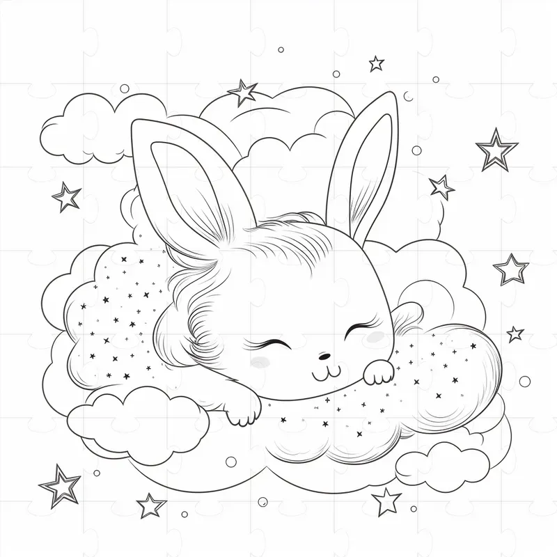 Coloring Cozy Animals Sleeping On Clouds Midjourney Prompt | PromptBase
