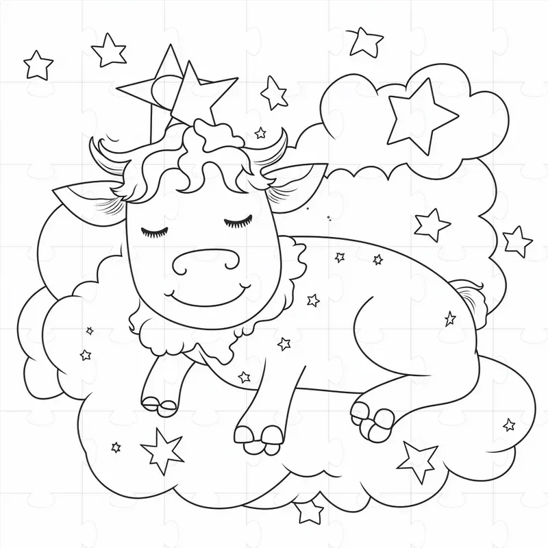 Coloring Cozy Animals Sleeping On Clouds Midjourney Prompt | PromptBase