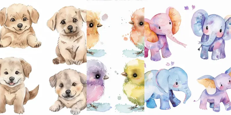 Boho Animals Clipart Sets Midjourney Prompt | PromptBase