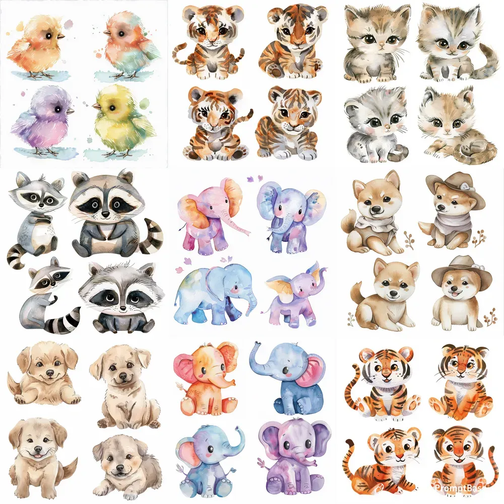 Boho Animals Clipart Sets Midjourney Prompt | PromptBase