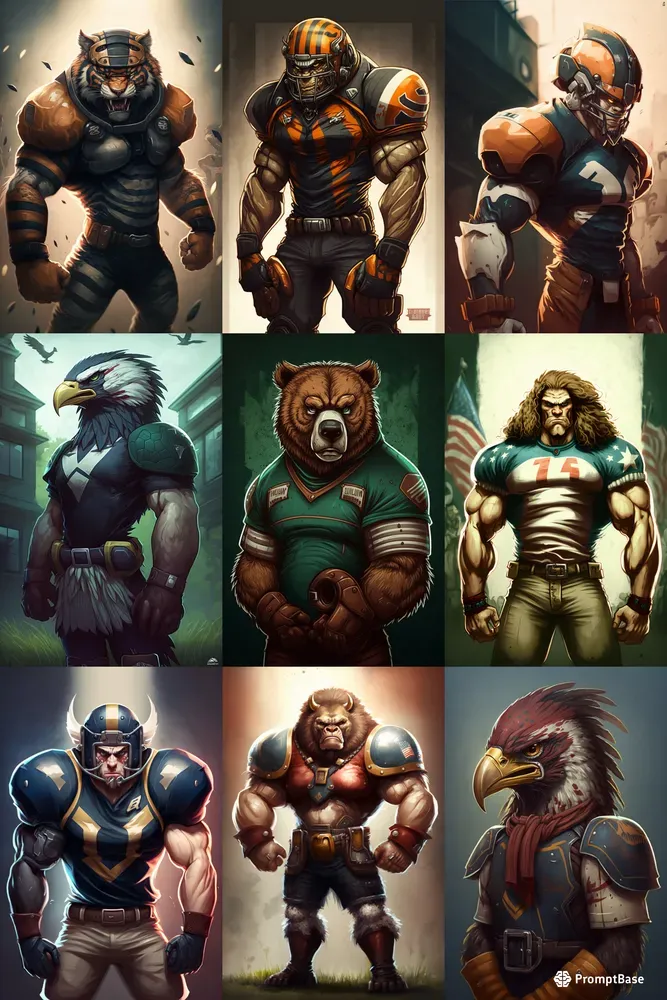 American Football Team Mascots Midjourney Prompt PromptBase