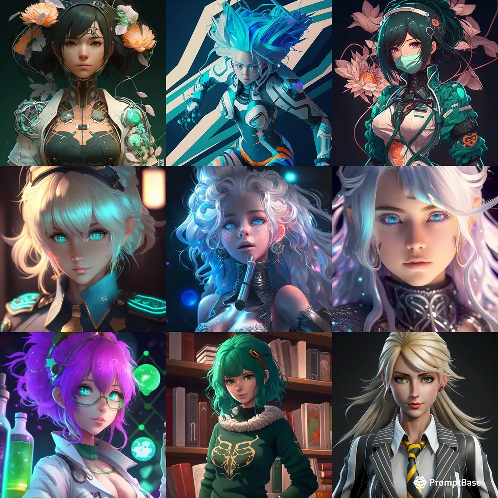 3D Game Avatars Neon Anime Girls Midjourney Prompt | PromptBase