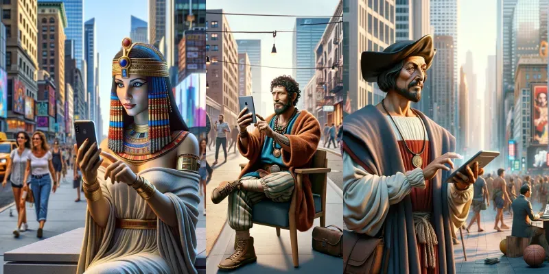 Historical Figures In Todays World DALL·E Prompt | PromptBase