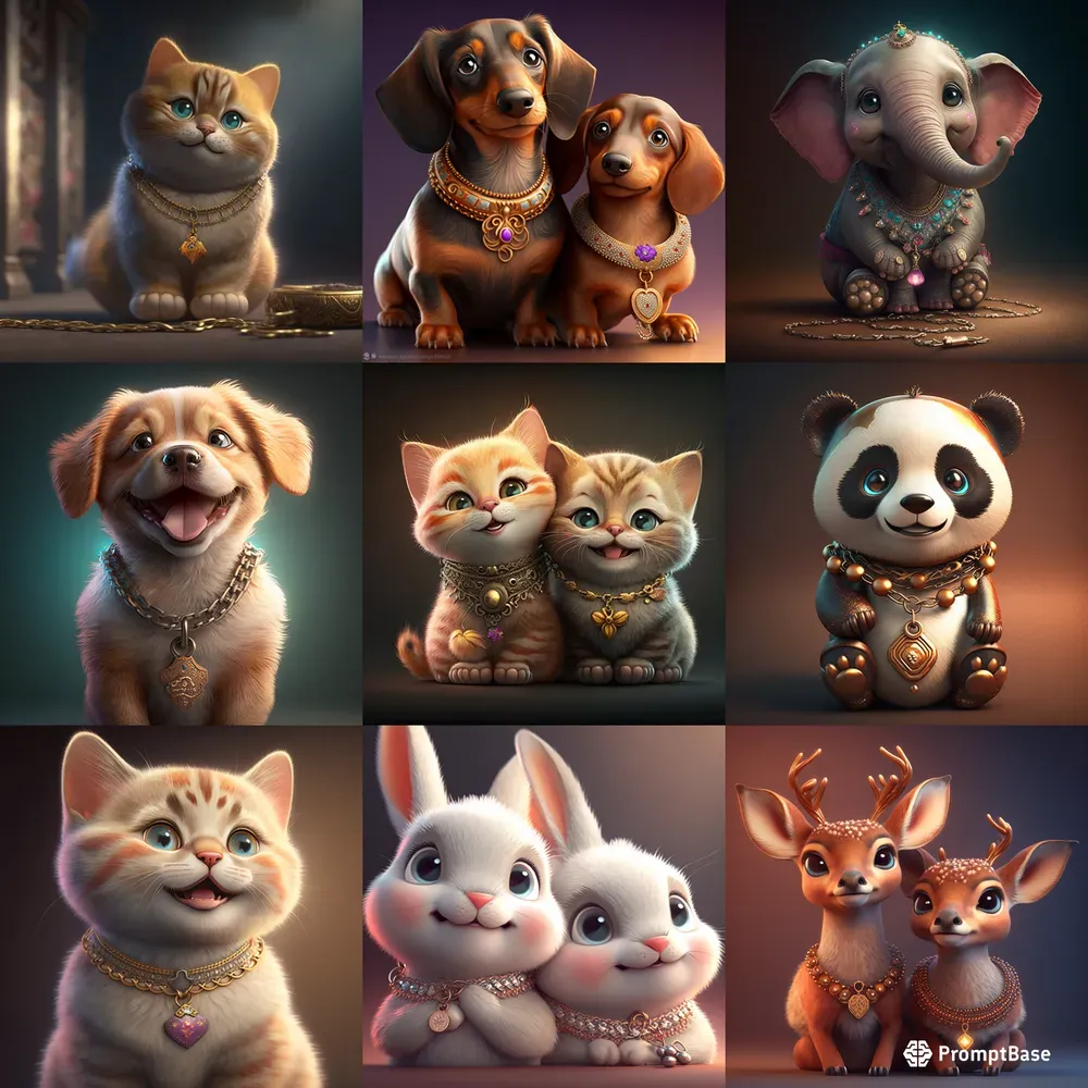 3D Cute Realistic Animals Portraits Midjourney Prompt | PromptBase