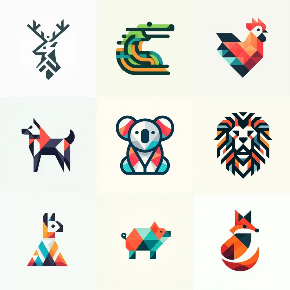 Geometric Mascot Elegant Logos DALL·E Prompt | PromptBase
