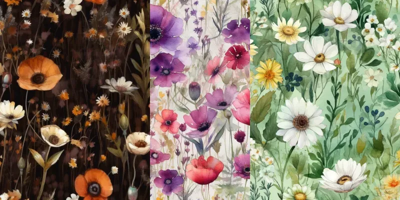 Watercolor Wildflower Patterns Midjourney Prompt | PromptBase