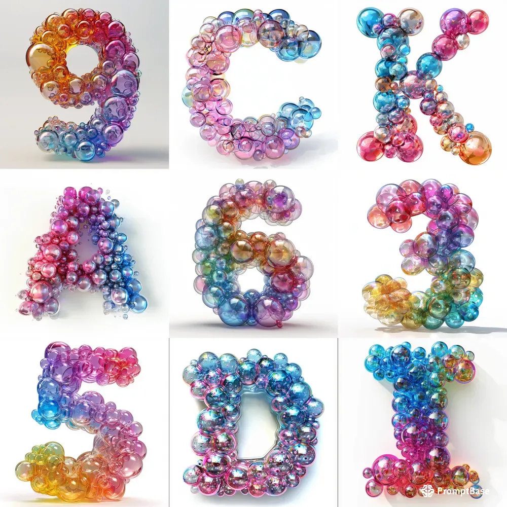bubble-letters-and-numbers-midjourney-prompt-promptbase