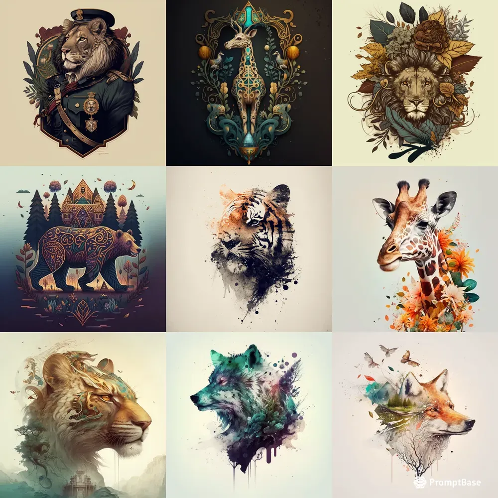 Vintage Animal Illustrations Midjourney Prompt PromptBase