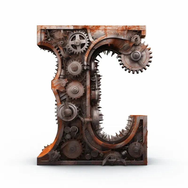 Rusty Abcd Alphabets Of Letters In Rusty Gears Midjourney Prompt | PromptBase