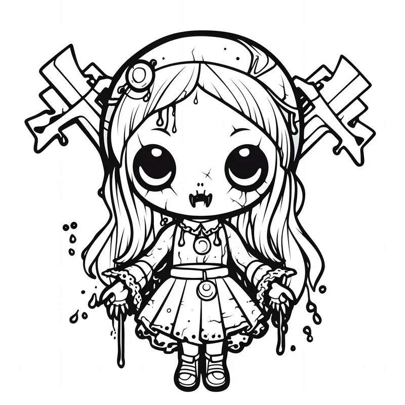 Creepy Kawaii Horror Coloring Book Pages Midjourney Prompt | PromptBase