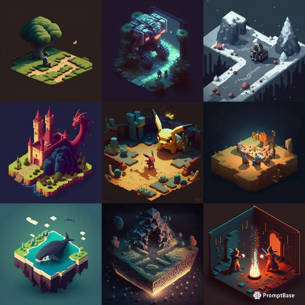Video Game Isometric Scene Pixel Art Midjourney Prompt | PromptBase