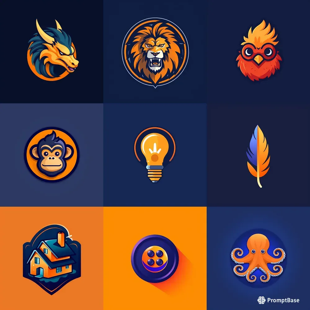 Minimal Blue And Yellow Logos Midjourney Prompt PromptBase