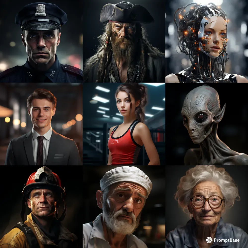Photographic Renderings Of Characters Midjourney Prompt | PromptBase