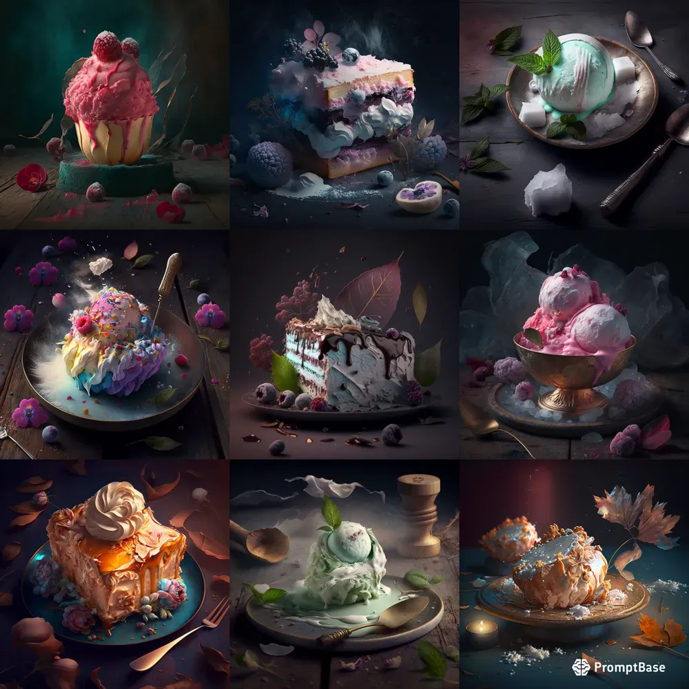 Ice Cream Desserts Food Art Pictures Midjourney Prompt | PromptBase