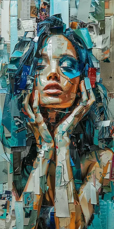 Curated visual reference: Gallery Detail: Impasto Collage Style Midjourney Prompt