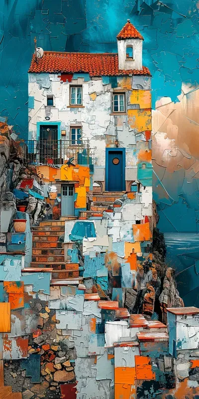 Curated visual reference: Visual Reference: Impasto Collage Style Midjourney Prompt