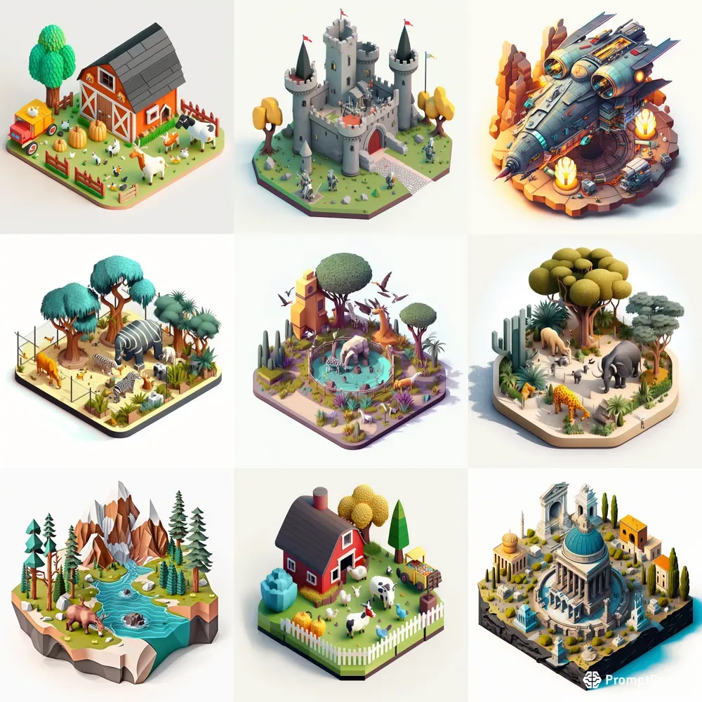 Custom 3D Isometric Game Assets Midjourney Prompt | PromptBase
