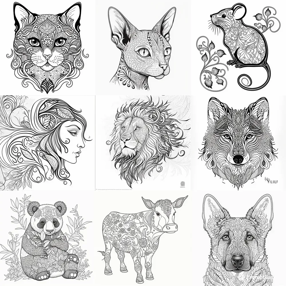 Filigree Adult Coloring Pages Midjourney Prompt | PromptBase