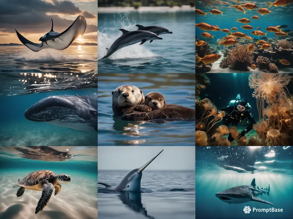 Swim With The Sea Animals Stable Diffusion Prompt | PromptBase