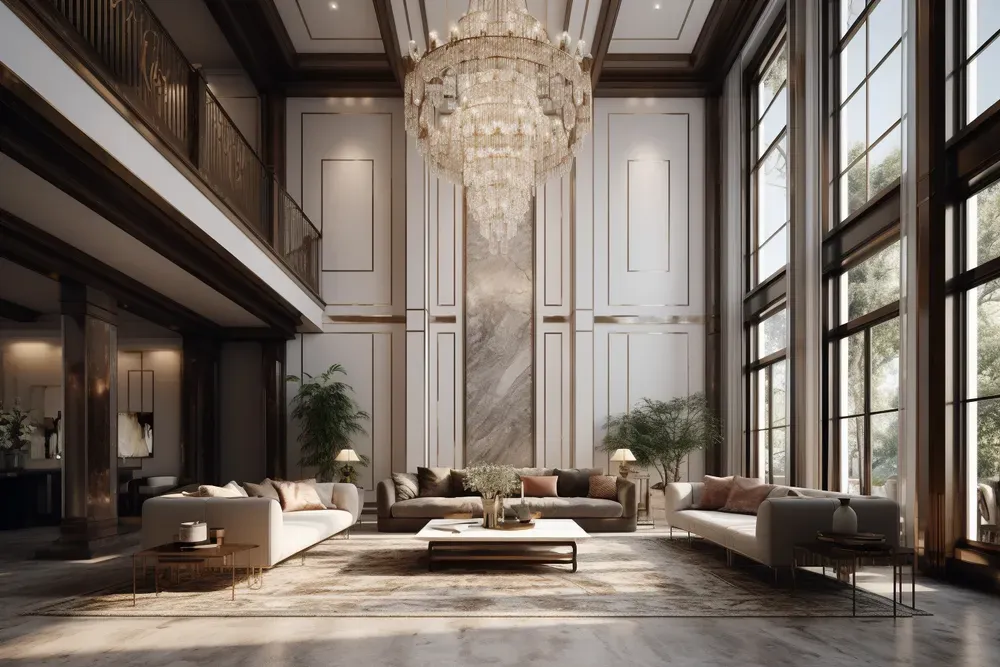 Contemporary Foyer Hall Design Ideas Midjourney Prompt | PromptBase