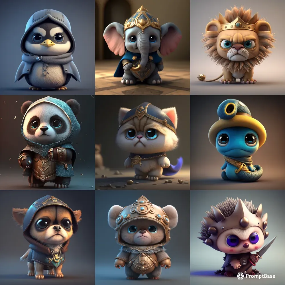 Adorable Fantastic Cartoon Animals Midjourney Prompt | PromptBase