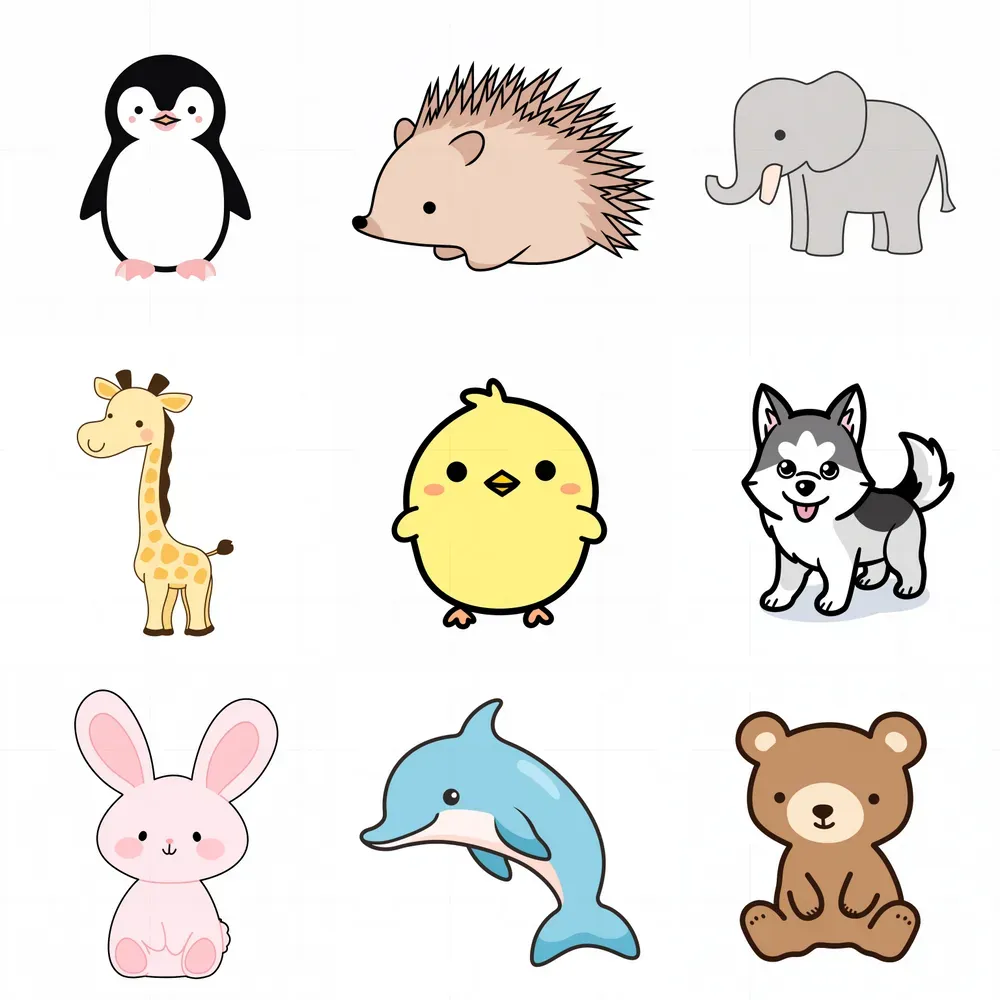Adorable Nursery Animals Drawing Cliparts Midjourney Prompt | PromptBase