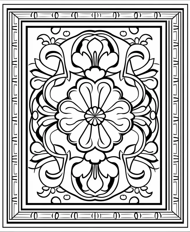 Round Rug Coloring Oriental Handmade Rugs Coloring Pages Midjourney Prompt | PromptBase