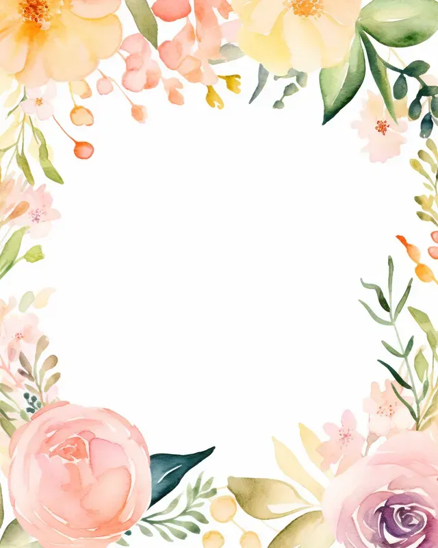 Watercolor Floral Flower Border Frames Midjourney Prompt | PromptBase