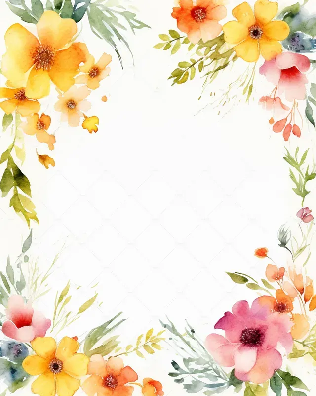Watercolor Floral Flower Border Frames Midjourney Prompt | PromptBase