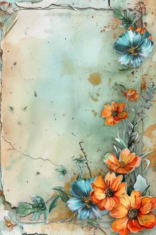 Journal Frame Watercolor Flowers Midjourney Prompt | PromptBase