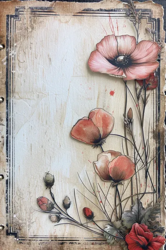 Journal Frame Watercolor Flowers Midjourney Prompt | PromptBase