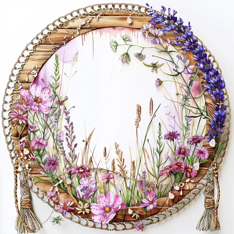 Rustic Circles Wildflowers Midjourney Prompt | PromptBase