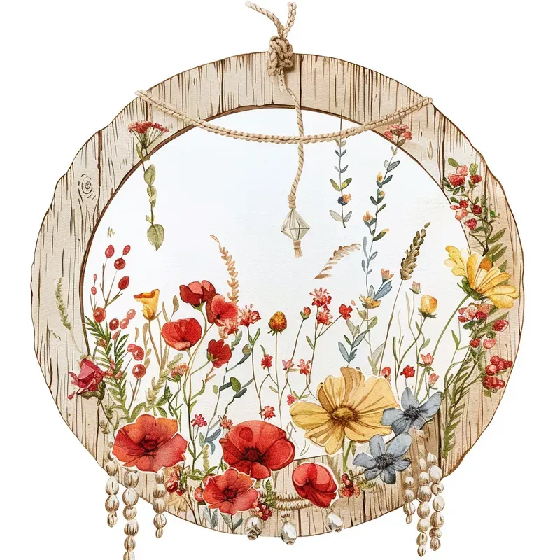 Rustic Circles Wildflowers Midjourney Prompt | PromptBase
