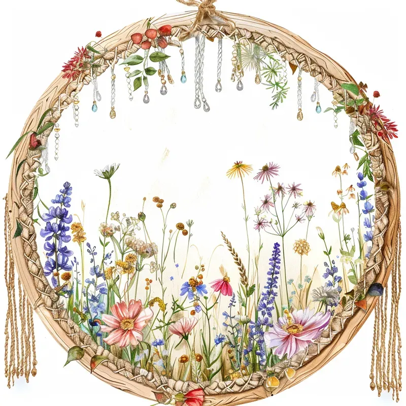 Rustic Circles Wildflowers Midjourney Prompt | PromptBase