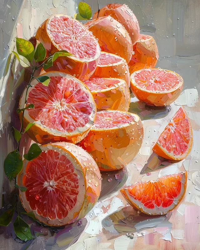 Fresh Sliced Food Paintings Midjourney Prompt | PromptBase