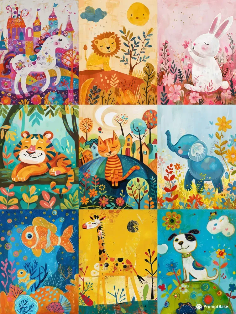 Children Wall Art Midjourney Prompt | PromptBase