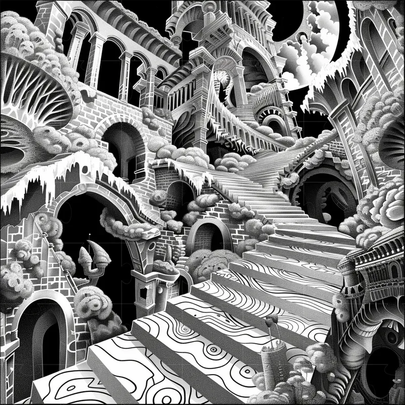 Black And White Psychedelic Op Art Midjourney Prompt | PromptBase