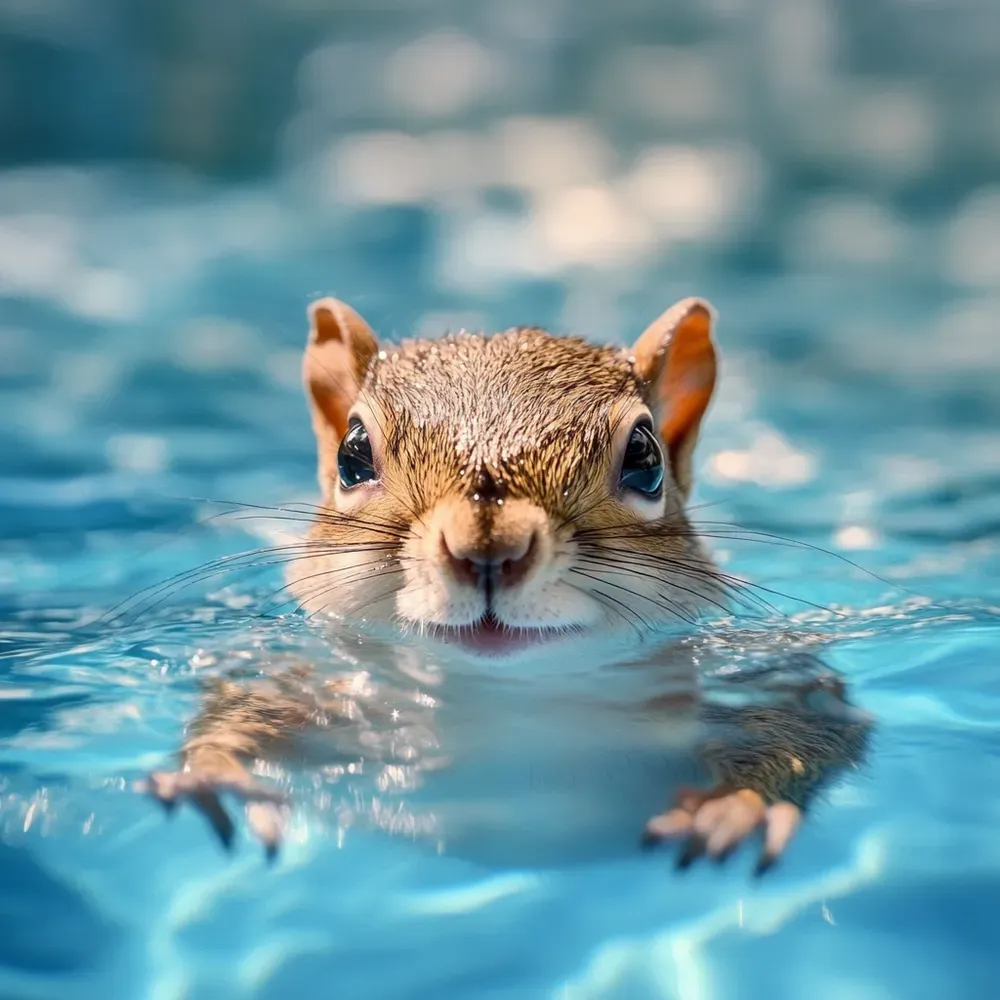 Animals Swimming In The Pool Closeups Midjourney Prompt | PromptBase